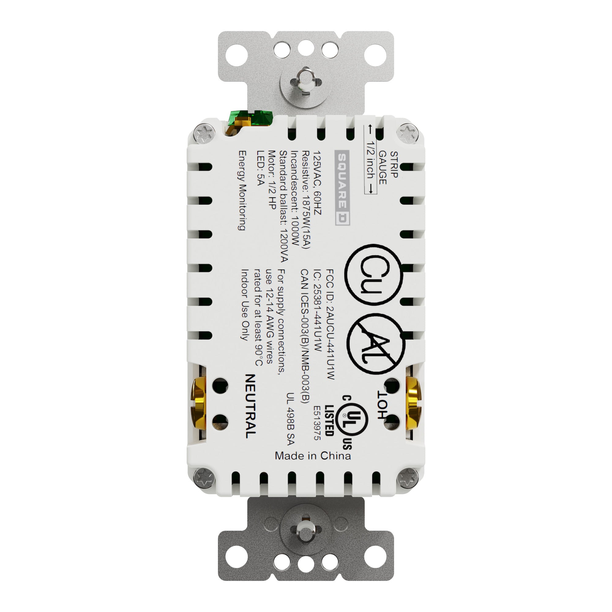 SCHNEIDER ELECTRIC Square D SQR441U1WHW Socket-outlet X Series 15A