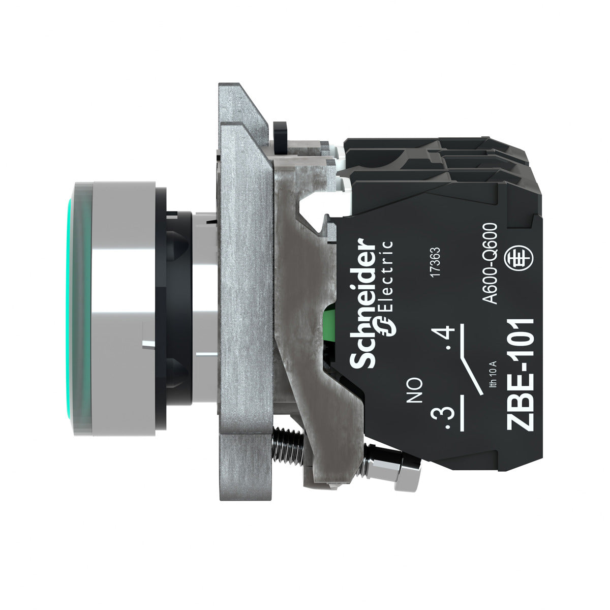 SCHNEIDER ELECTRIC Schneider Electric XB4BW3365 22 mm 250 VAC/VDC 14 mA 1NO 1NC Green Round Momentary Flush Illuminated Push Button