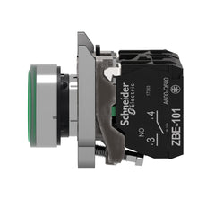 Schneider Electric XB4BW33G5 Square D 22 mm 120 VAC 14 mA 1NO 1NC Green Round Momentary Flush Illuminated Push Button