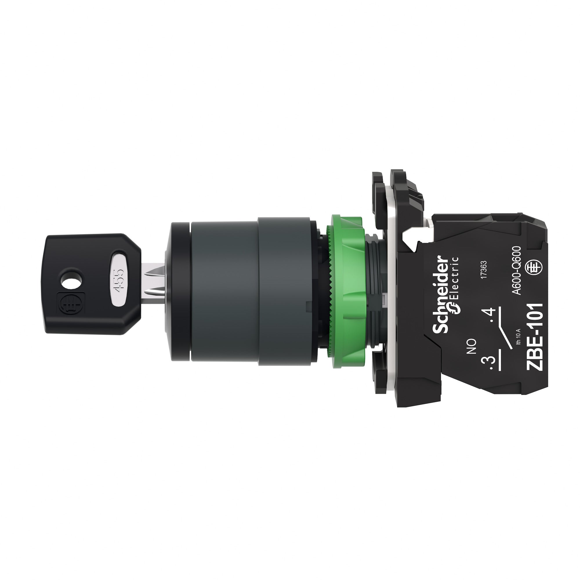 SCHNEIDER ELECTRIC Schneider Electric XB5AG41 Square D 22 mm 1.2 Amp 600 VAC 1NO 2-Position Maintained Round Key Non-Illuminated Selector Switch