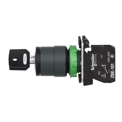 Schneider Electric XB5AG41 Square D 22 mm 1.2 Amp 600 VAC 1NO 2-Position Maintained Round Key Non-Illuminated Selector Switch