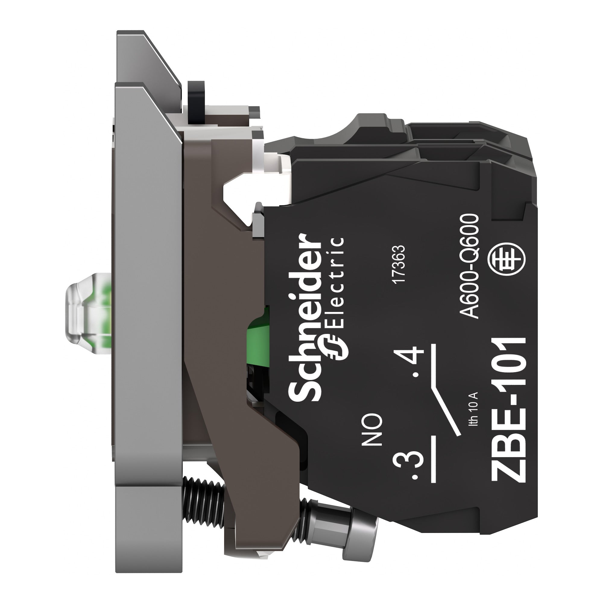 SCHNEIDER ELECTRIC Schneider Electric ZB4BW0G11 Square D 22 mm 110 to 120 VAC 1NO White Single Contact Block Light Module with LED