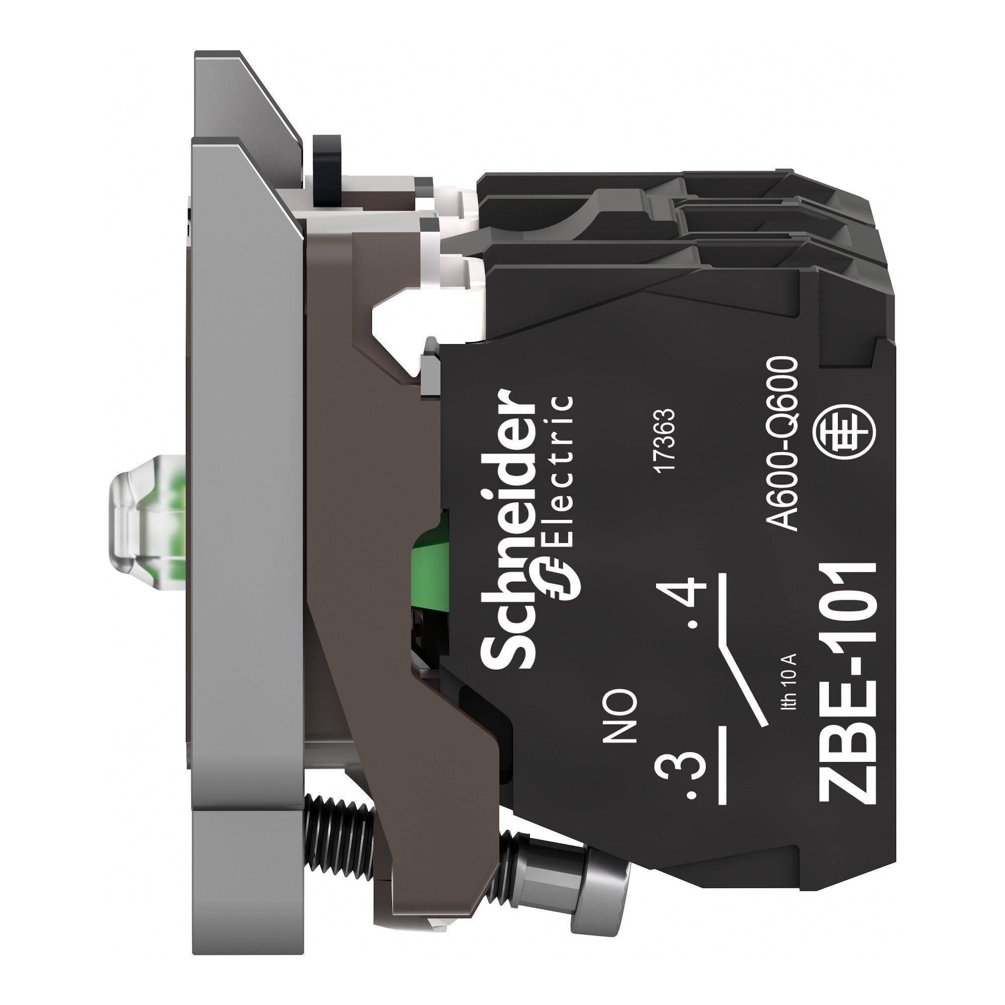 SCHNEIDER ELECTRIC Schneider Electric ZB4BW0G15 Complete Body Contact Assembly and Light Block 110 to 120 VAC