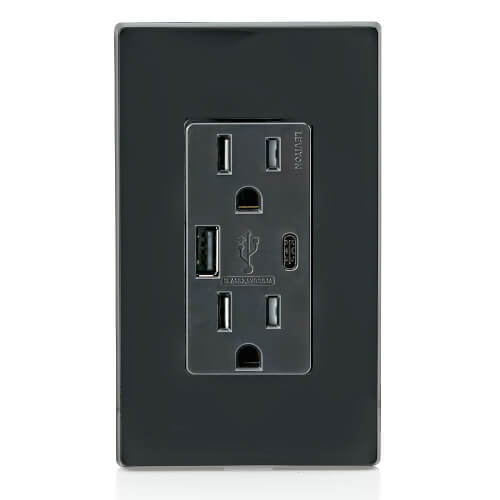 LEVITON Leviton T5633-E Combination USB Charger/Duplex Receptacle 15A 125V
