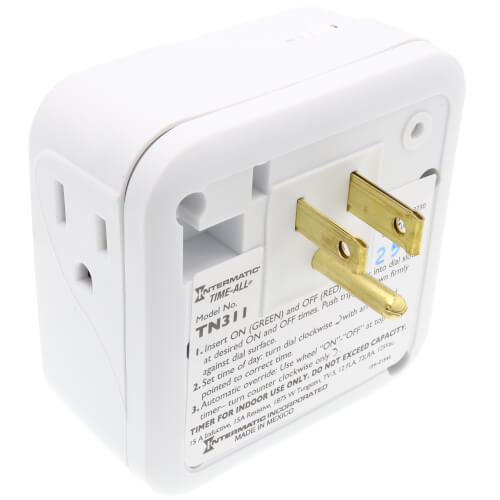 INTERMATIC Intermatic TN311C Heavy-Duty Indoor Mechanical Plug-In Timer 125 VAC 15 Amp
