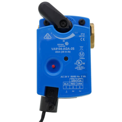 JOHNSON CONTROLS Johnson Controls VG1241CP+9A4GGA Two-Way Brass Valve with Electric Actuator
