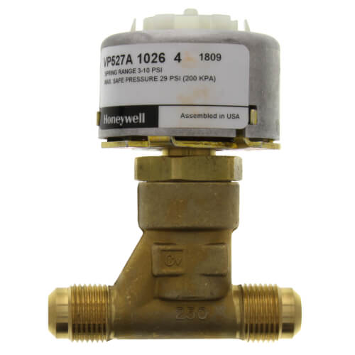 HONEYWELL Honeywell VP527A1026 Pneumatic Water Valve 1.0 Cv 3-10 PSI 1/2 Flare Connection