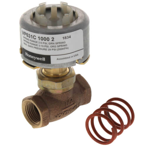 HONEYWELL Honeywell VP531C1000 Pneumatic Radiator Valve 1/2 NPT Straight N.O. 2-5 PSI 1.6 Cv Includes 3-10 PSI Spring
