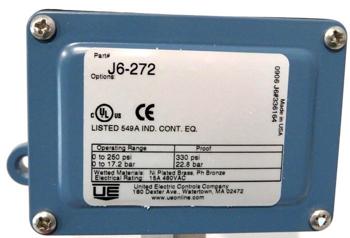 UNITED ELECTRIC CONTROLS J6-272 PRESSURE SWITCHES