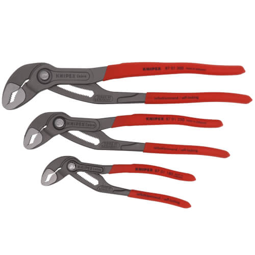 Knipex 002006US1 Cobra 3-Piece Locking Pliers Set 7-1/4 in/10 in/12 in