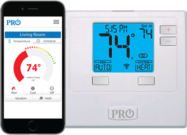 Pro1 T701I Thermostat, Wi-Fi, Non-Programmable Thermostat, 44 to 90 deg F Control, RC, RH, C, O/B, G, Y, W Terminal