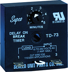 Sealed Unit Parts Co TD73 Timers 6-8 Min Adj Delay on Break with 1/4M Terminals