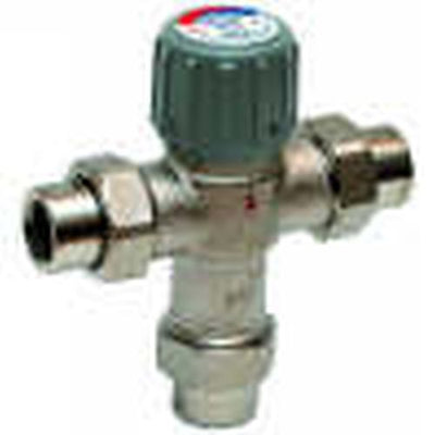 Resideo AM101-UT-1LF Thermostatic Mixing Valve Union Tee 3/4 Inch NPT 70-145F Lead-Free