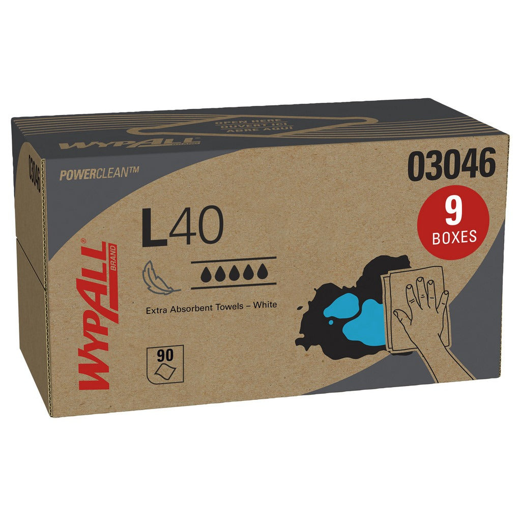 KIMBERLY-CLARK Wypall 03046 L40 Dry Pop-up Wipes 90 Sheets White