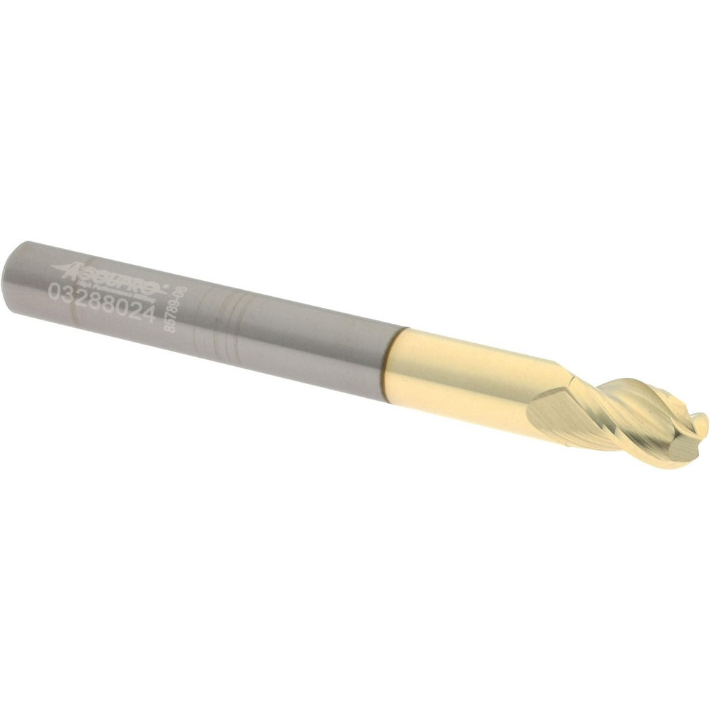 ACCUPRO Accupro 315227 Ball End Mill 1/4 in 3 Flute Solid Carbide