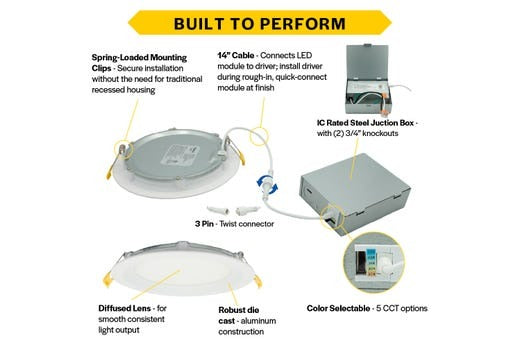 HALCO LIGHTING Halco Lighting 89108 ProLED Color Selectable Slim Downlight 11W (6 in) DFDLS6-12-CS-BT