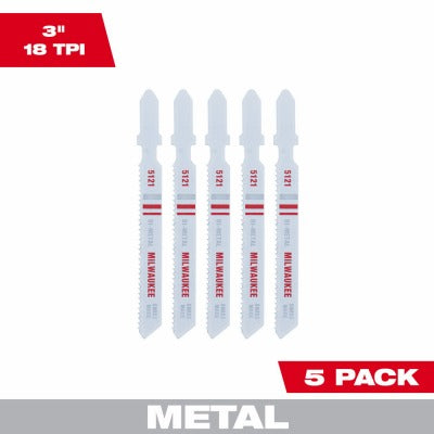 MILWAUKEE Milwaukee 48-42-5121 Bi-metal Jig Saw Blade 18 Tpi 3 in 5pk