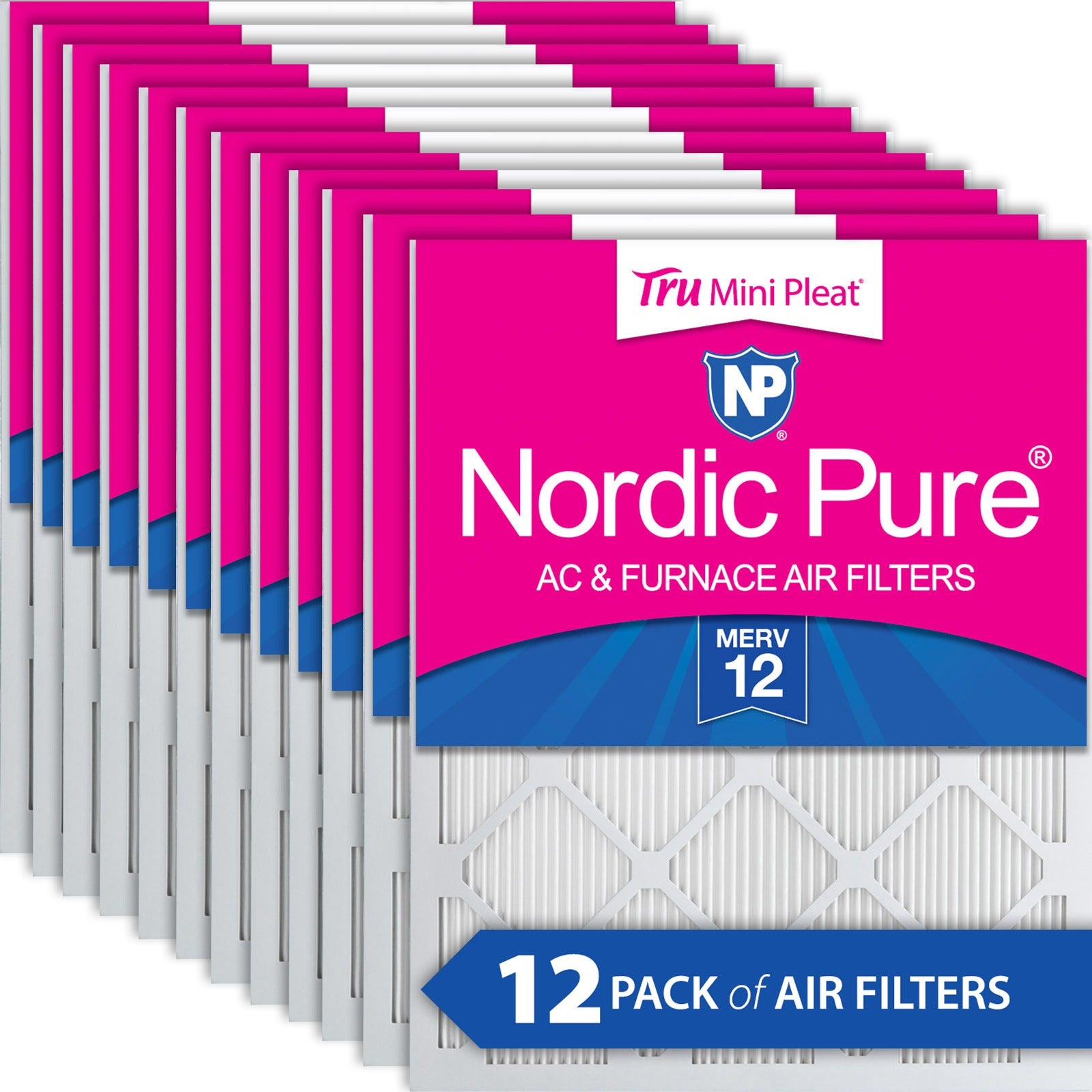 NORDIC PURE Nordic Pure 20x20x1M12MiniPleat-12 Merv 12 Air Filter 12pk