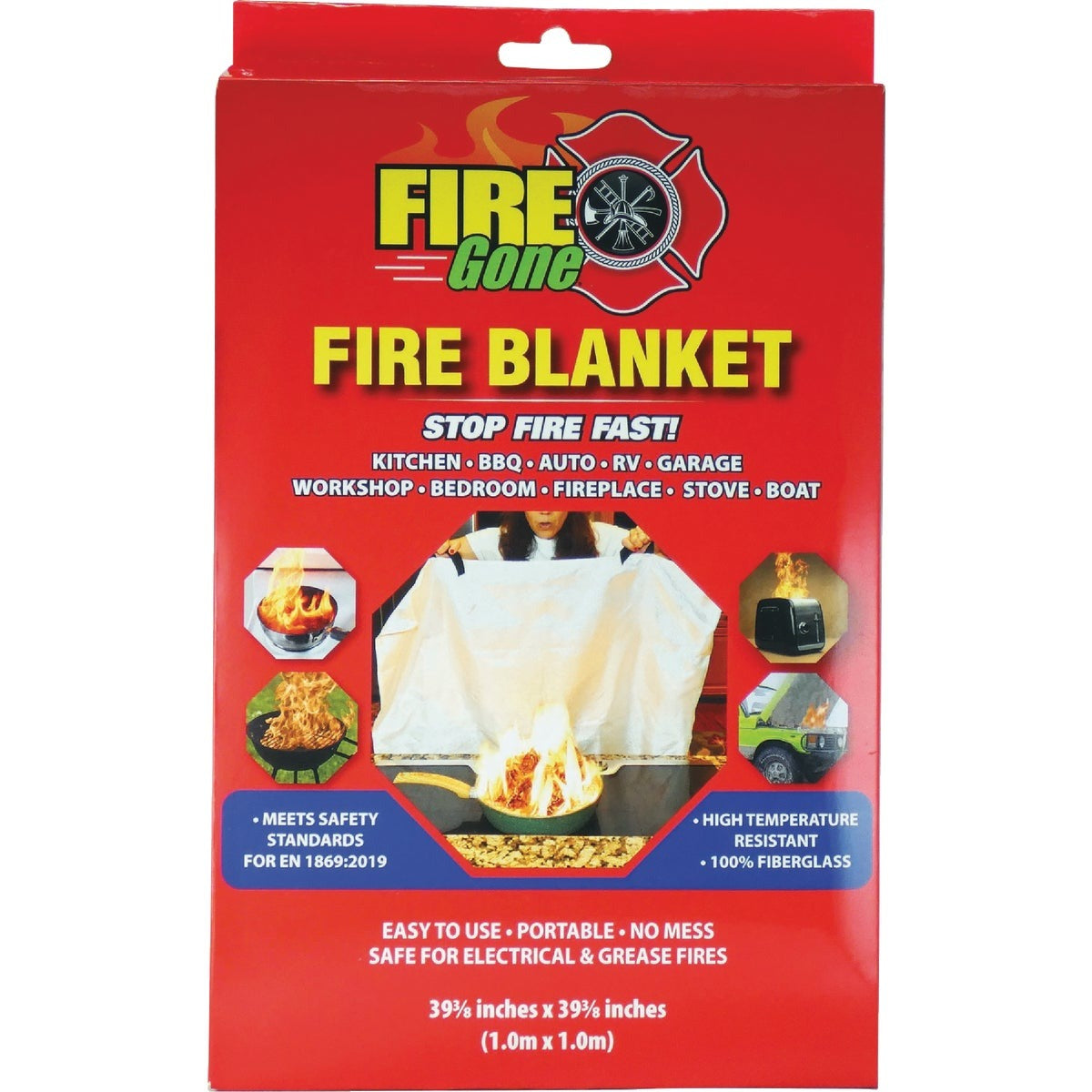 FIRE GONE Fire Gone FGB-7109 Fire Blanket Flame Retardant