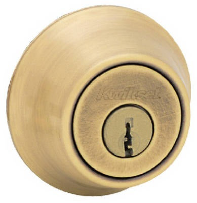 KWIKSET Kwikset 96600-674 Single Cylinder Deadbolt Antique Brass 6 Pack