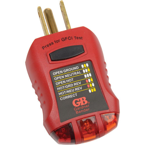 GB Electrical GFI-3501 Ground Fault Receptacle and Standard Outlet Tester, 110-125VA