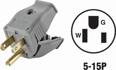 LEVITON Leviton 001-3W101-0GY 15A Grounded Plug 2P 3W Gray
