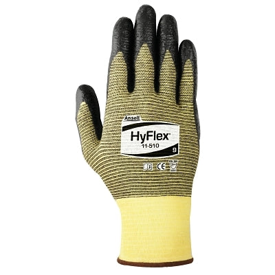 Ansell 103417 11-510 Nitrile Palm Coated Gloves Size 11 Yellow/Black