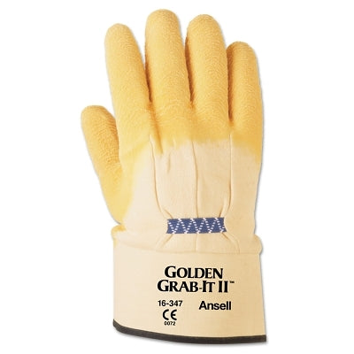 Ansell 103702 Golden Grab-It Gloves 10 Inch Gray/Yellow Palm Coated