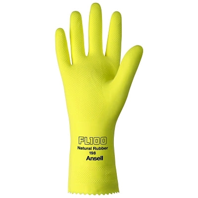 Ansell 103091 Unsupported Latex Gloves 8 Natural Latex Flock Lined Yellow