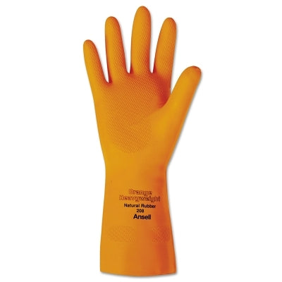 Ansell 103000 Heavyweight Natural Rubber Latex Gloves Size 10 Citrus Orange