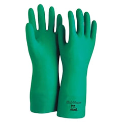 Ansell 100015 AlphaTec Solvex 37-175 Nitrile Gloves Gauntlet Cuff Cotton Flock Lined Size 9 Green 17 mil