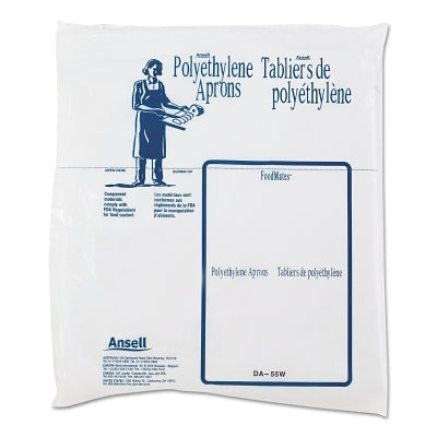 Ansell 105213 Disposable Polyethylene Aprons 28 Inches x 55 Inches White