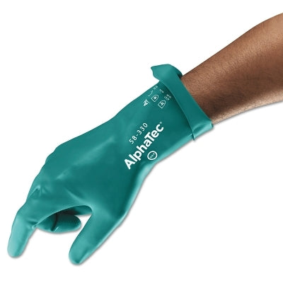 Ansell 114017 58-330 AQUADRI Medium-Duty Nitrile Gloves Gauntlet Cuff Soft Foam Lining Size 10 Green