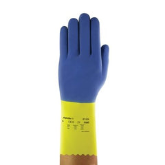 Ansell 87-224-9 Neoprene Gloves Cotton Flock Lined Size 9 Yellow Blue