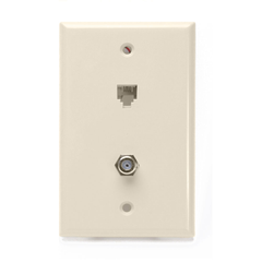 Leviton 40259-T Wall Plate, Telephone, 6-Position 4-Conductor and F Connector, Light Almond