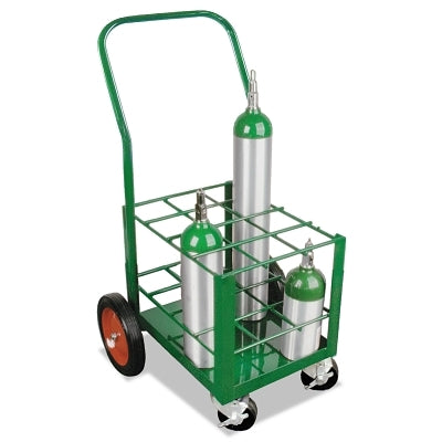 Anthony 6124 Medium-Duty M7, M9, C, D, and E Size Cylinders Transport Cart Holds 12 Cylinders 2-10 in Rubber Wheels 2-Locking Casters