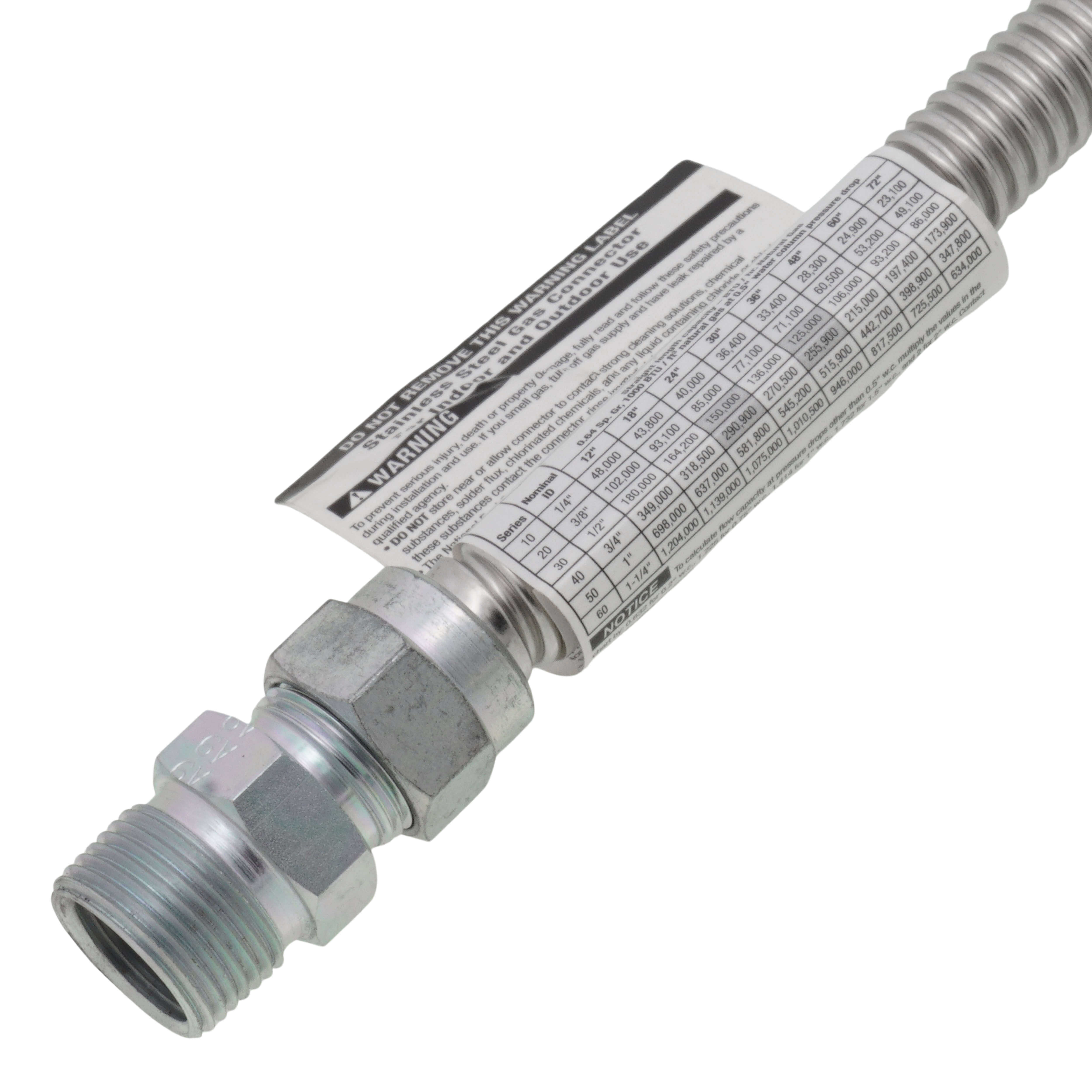 Dormont 0240678 Model 30-4141-48 1/2 ID (5/8 OD) Stainless Steel Gas Connector 3/4 MIP (48 Length)