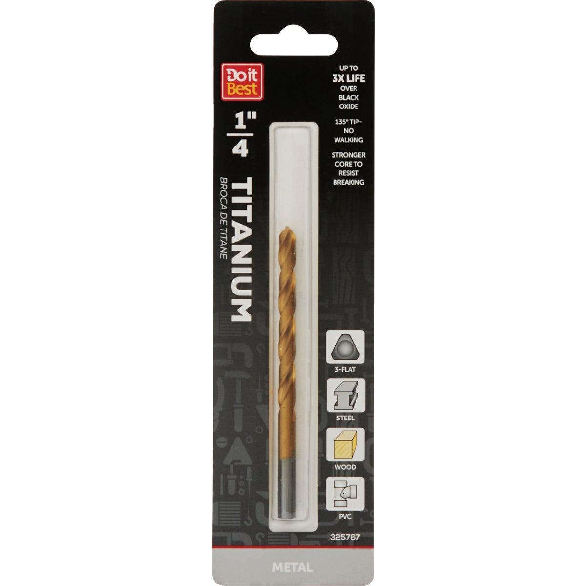 BSC PREFERRED Bsc Preferred QJDIB-DB-012 Titanium Drill Bit 1/4 in
