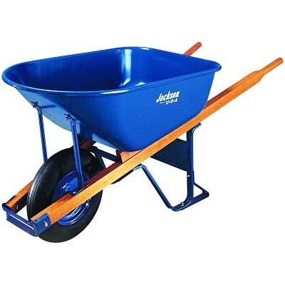 Jackson Professional Tools M6FFBB Steel Contractors Wheelbarrow 6 cu ft Flat-Free Smooth Blue