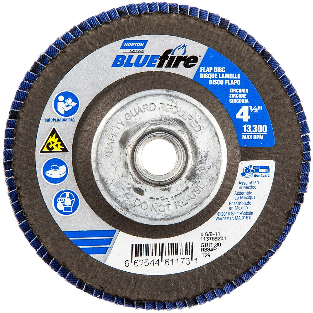 NORTON Norton 66254461173 Flap Disc 80 Grit Type 29 4-1/2 Inch