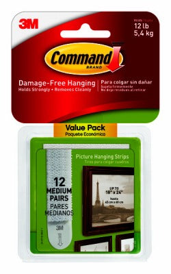 3M 3M Company 17204-12ES Picture Hanging Strips Medium White