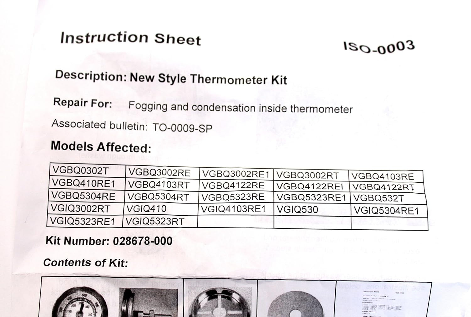 VIKING Viking 028678-000 Thermometer Kit (Kit) PB010337, 042720-000