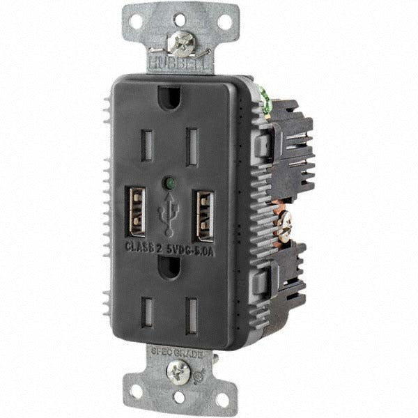 HUBBELL Hubbell Wiring Device-kellems USB15A5BK Usb Receptacle 15A