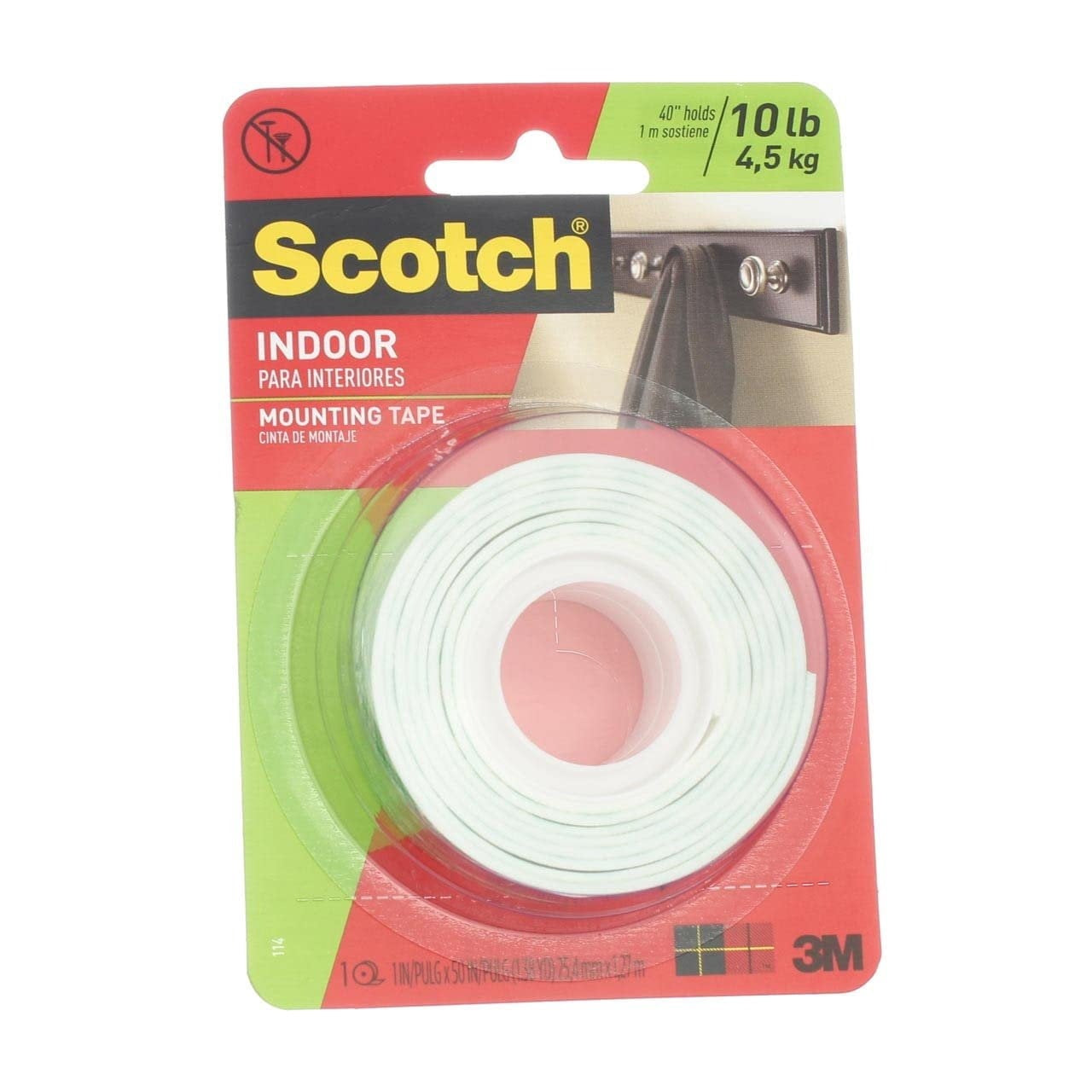 3M 3M MMM114 Scotch 114 Mounting Tape 50 in x 1 in x 0.062 in (1 Roll)