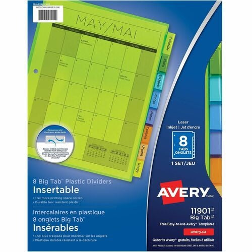 AVERY Avery AVE11901 8-tab Clear Plastic Insertable Dividers