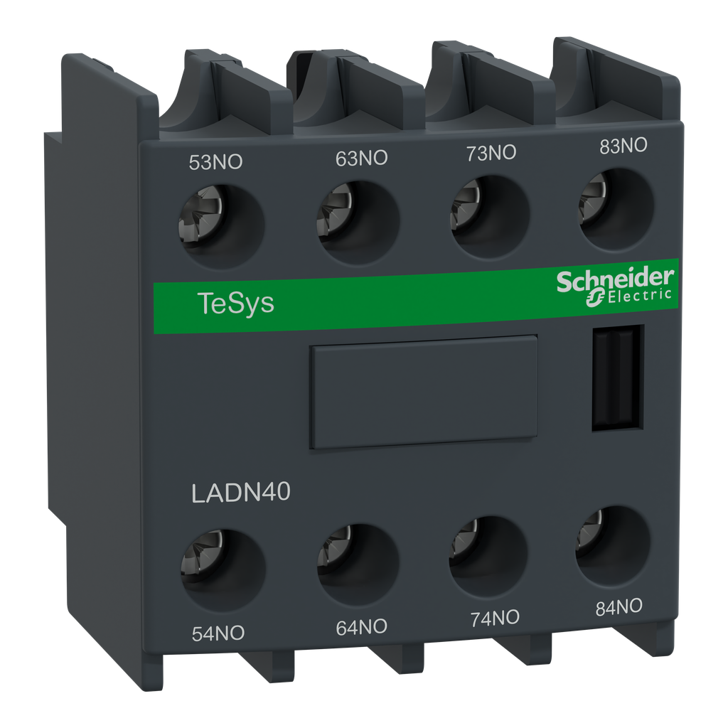 Schneider Electric LADN40 Square D 690 VAC 10 Amp 8-Pole 4NO Front Mount Screw Clamp Terminal Contactor Auxiliary Contact