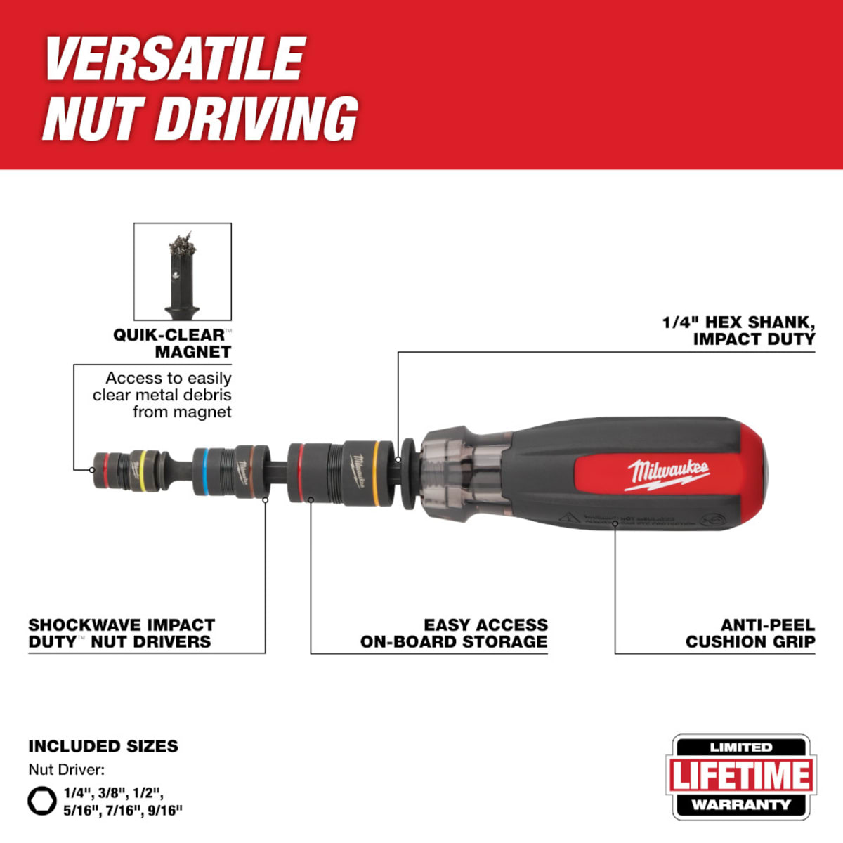 Milwaukee 48-22-2921 Multi-Nut Driver W/ Shockwave Impact Duty (flip) Magnetic Nut Drivers