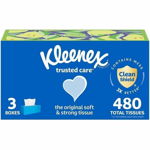 KIMBERLY-CLARK Kimberly-Clark KCC54303 Kleenex Trusted Care Tissues 8.40 in x 8.50 in 160/Box 3/Pack