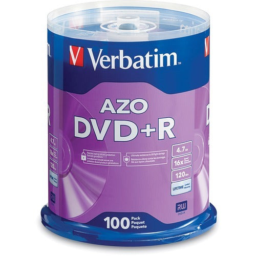VERBATIM Verbatim VER95098 Dvd+r Disc 4.7GB 16X Pack of 100