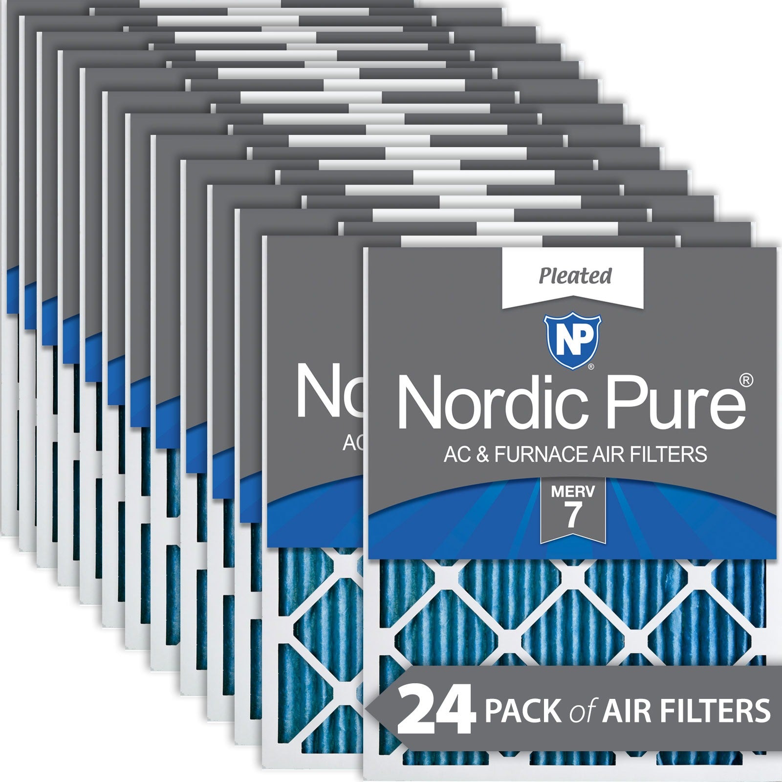 NORDIC PURE Nordic Pure 14x24x1M7-24 Pleated Merv 7 Air Filter 24pk